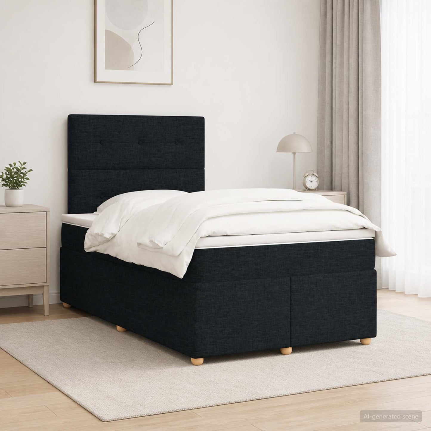 Boxspringbett mit Matratze Schwarz 120 x 190 cm Stoff