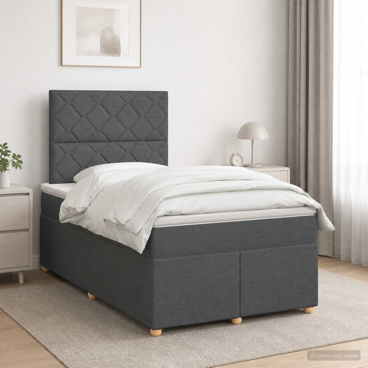 Boxspringbett mit Matratze Dunkelgrau 120 x 200 cm Stoff