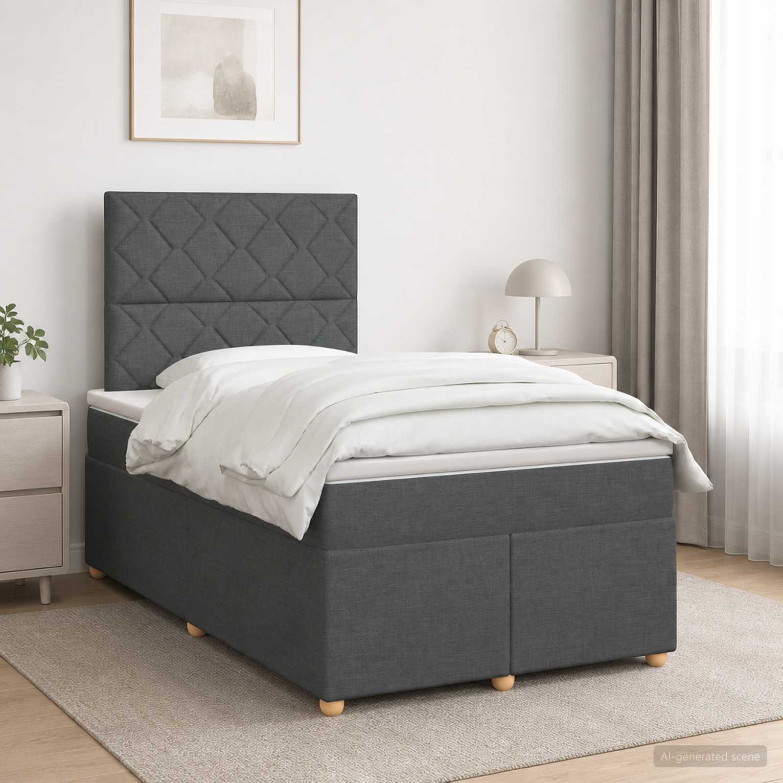 Boxspringbett mit Matratze Dunkelgrau 120 x 200 cm Stoff