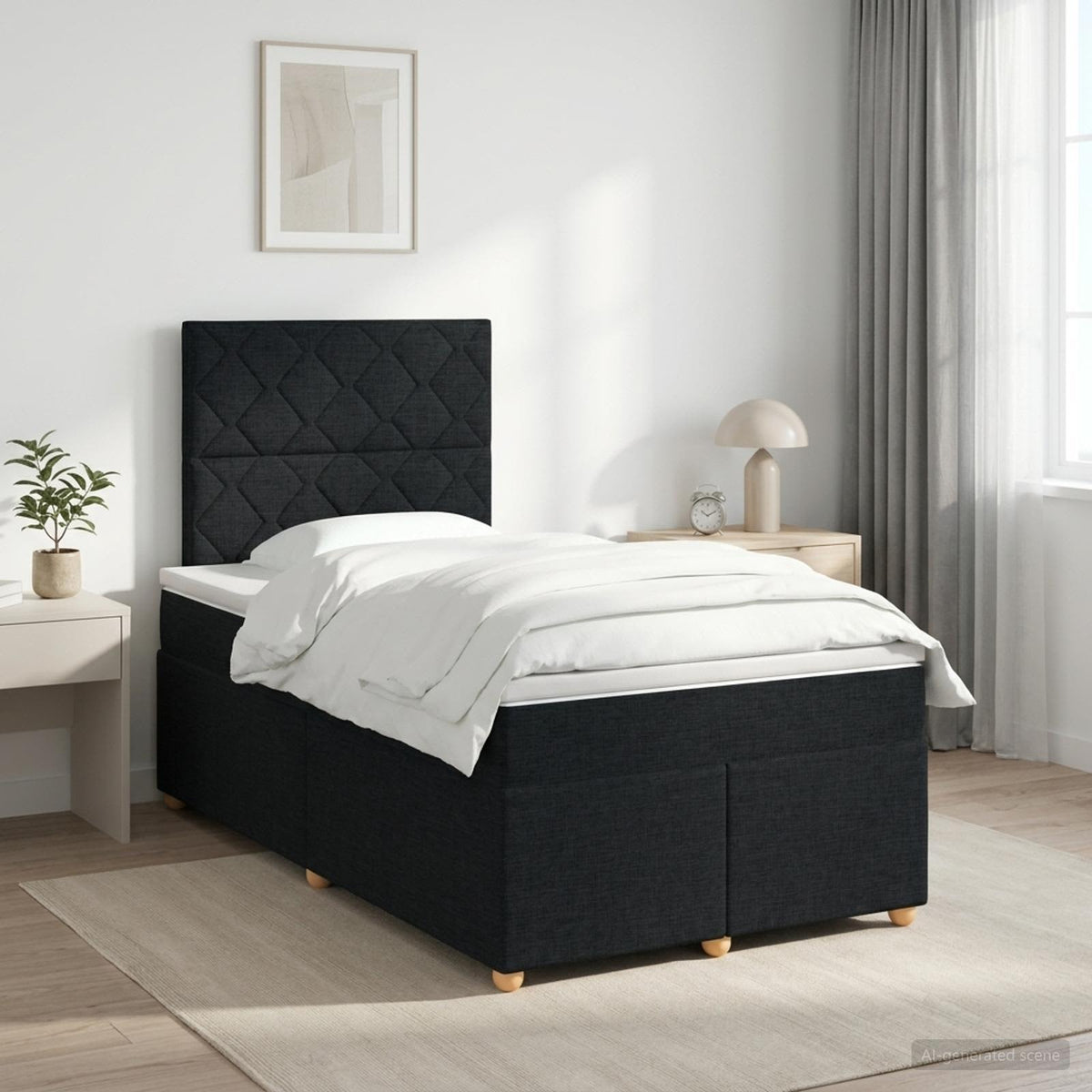 Boxspringbett mit Matratze Schwarz 120 x 190 cm Stoff