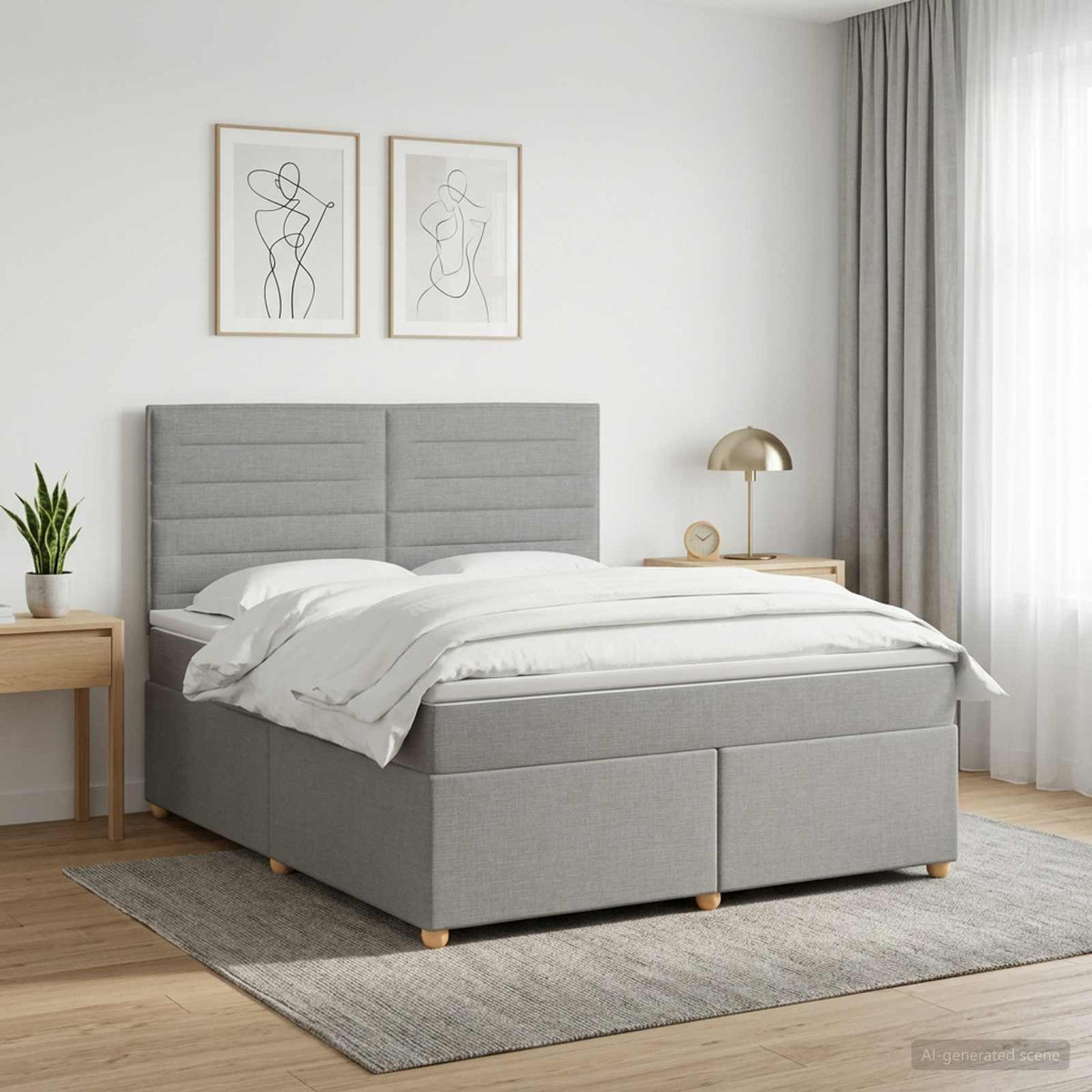 Boxspringbett mit Matratze Hellgrau 180 x 200 cm Stoff