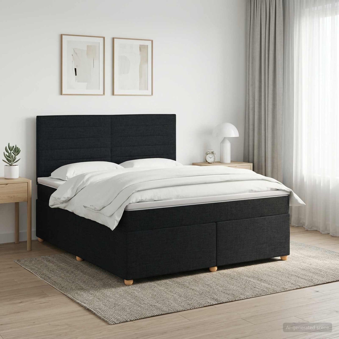 Boxspringbett mit Matratze Schwarz 140 x 190 cm Stoff