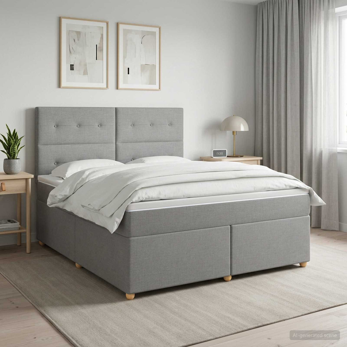 Boxspringbett mit Matratze Hellgrau 180 x 200 cm Stoff