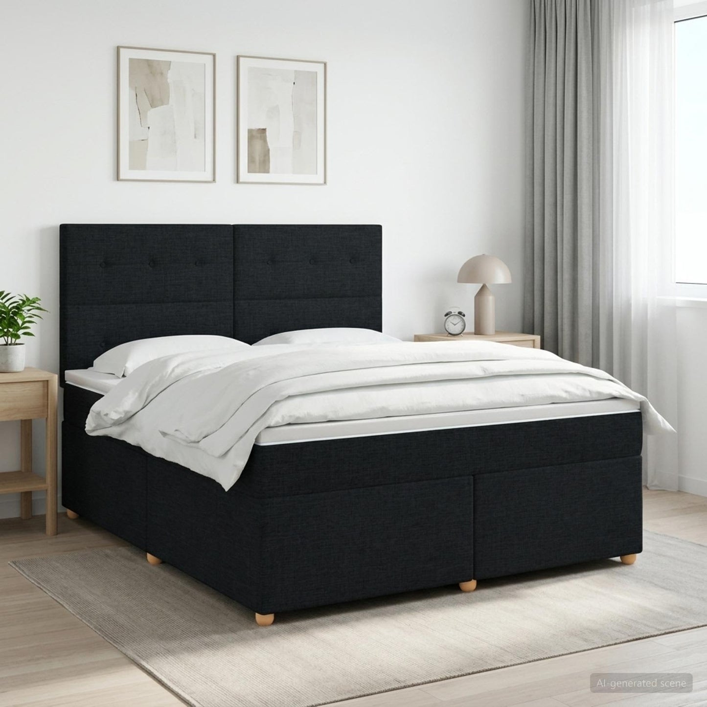 Boxspringbett mit Matratze Schwarz 140 x 190 cm Stoff