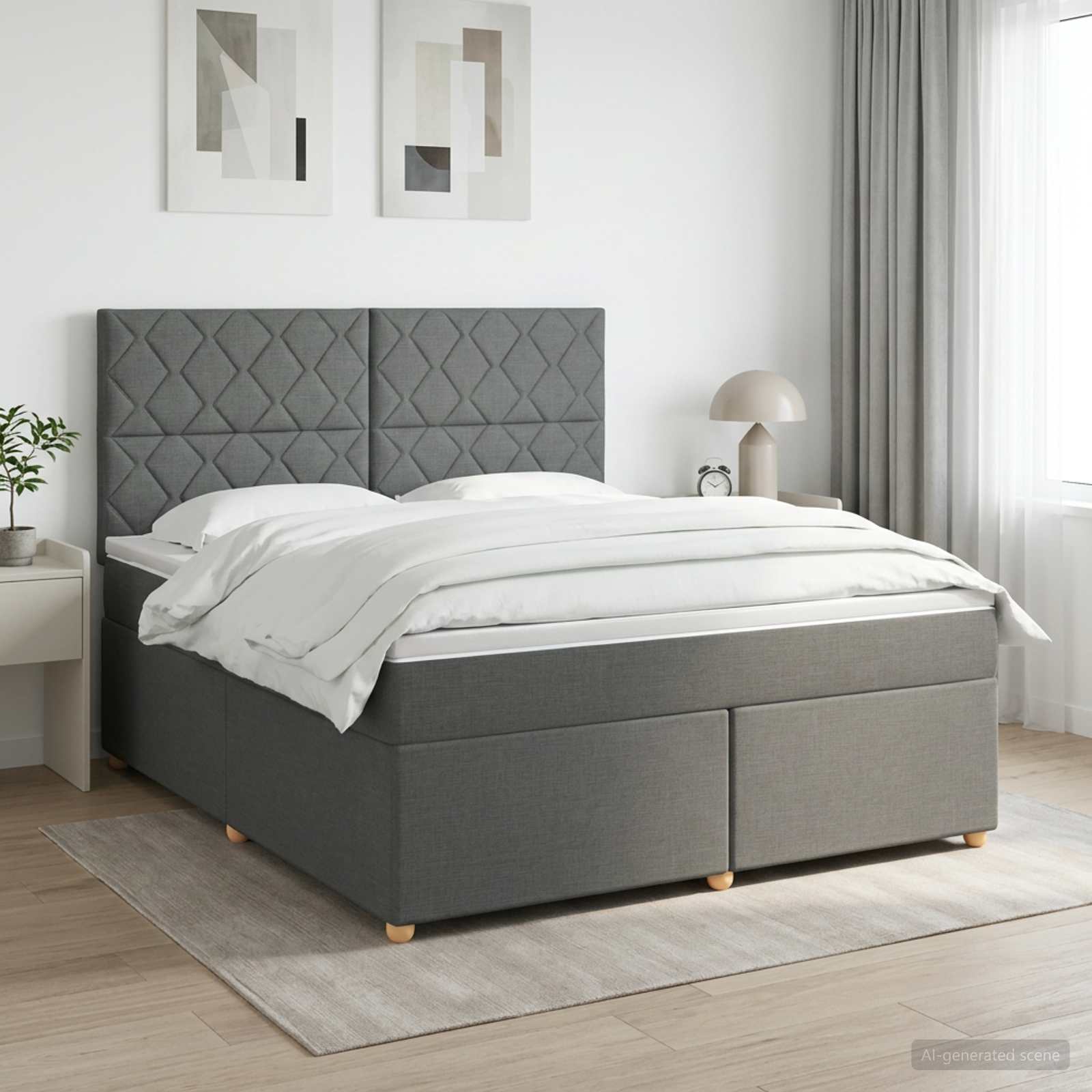 Boxspringbett mit Matratze Dunkelgrau 140 x 200 cm Stoff