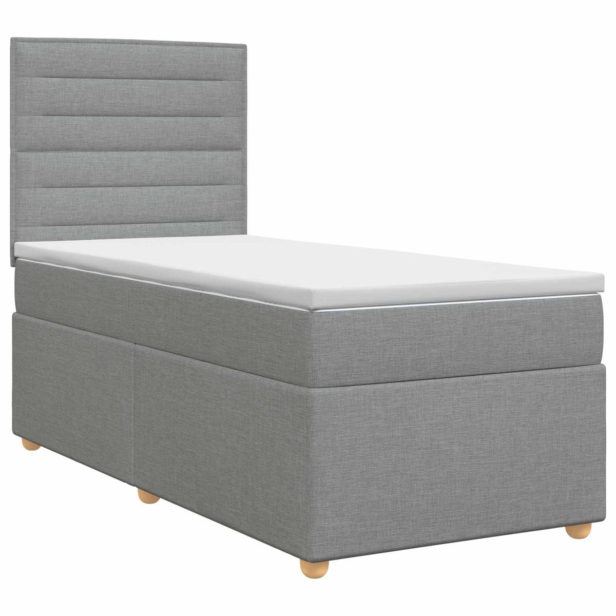 Boxspringbett mit Matratze mit Kopfteil Hellgrau Einzeln Stoff