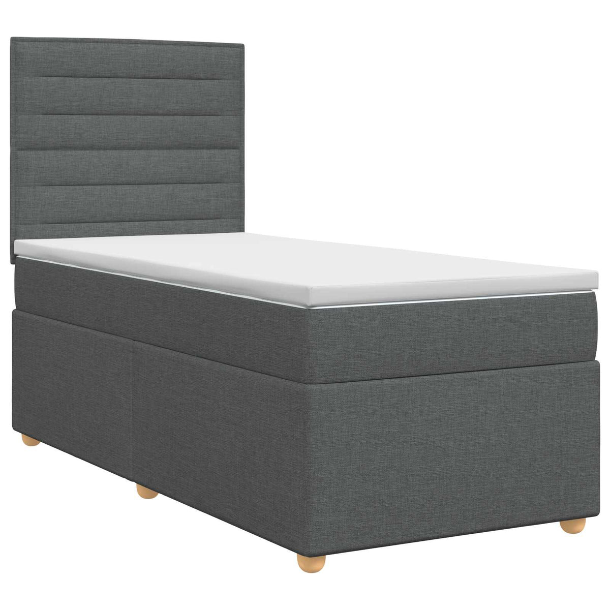 Boxspringbett mit Matratze Dunkelgrau Einzeln Stoff