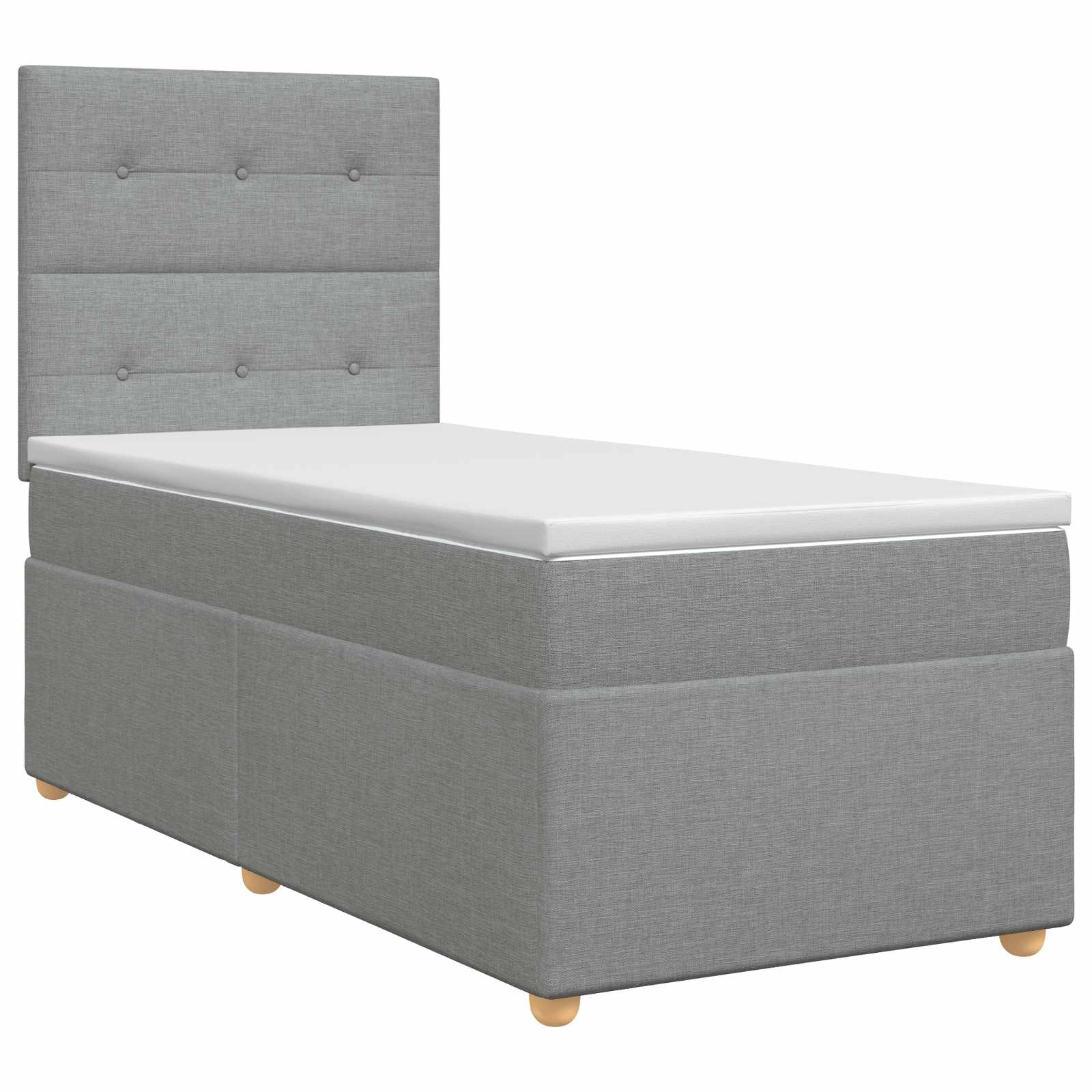 Boxspringbett mit Matratze mit Kopfteil Hellgrau Einzeln Stoff