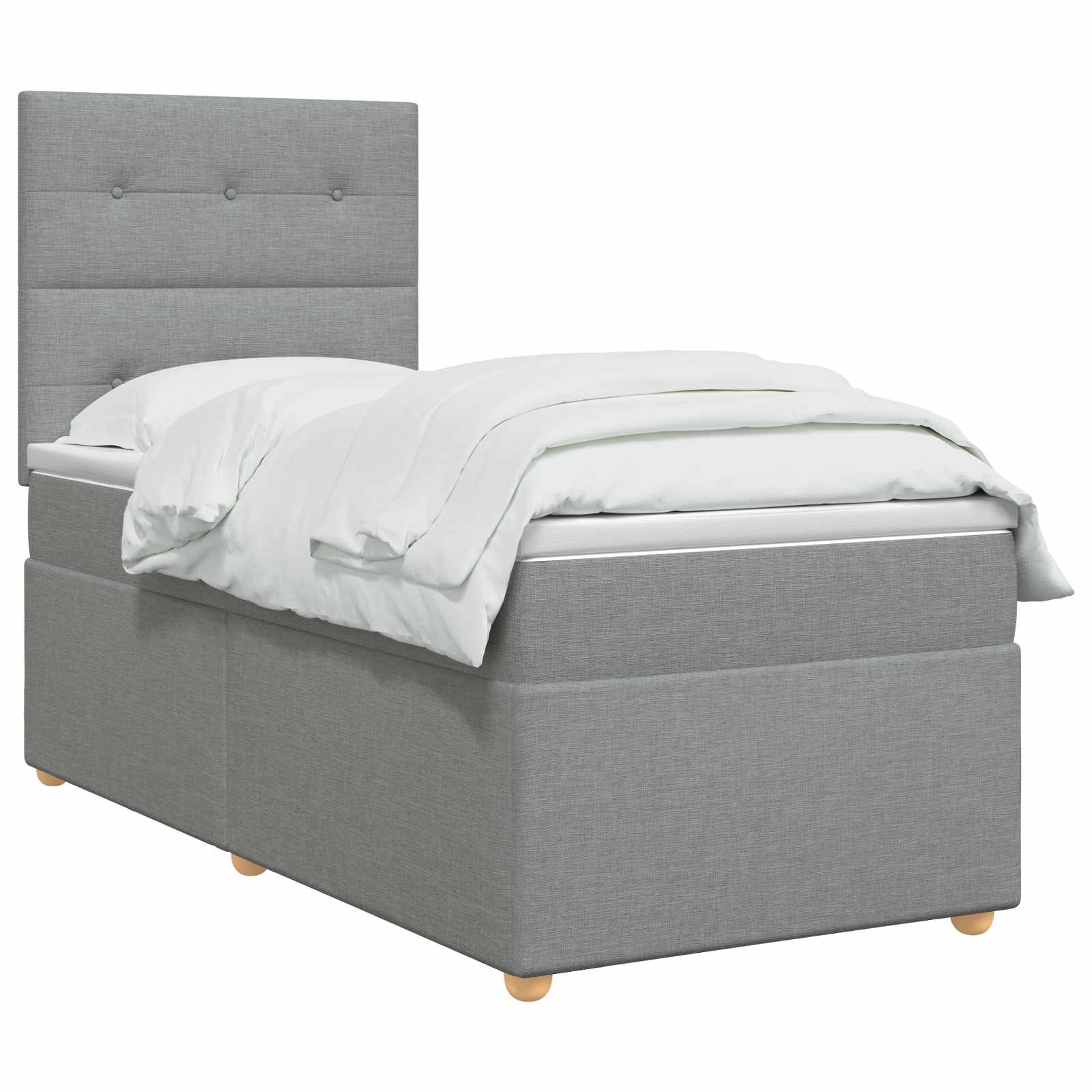 Boxspringbett mit Matratze mit Kopfteil Hellgrau Einzeln Stoff