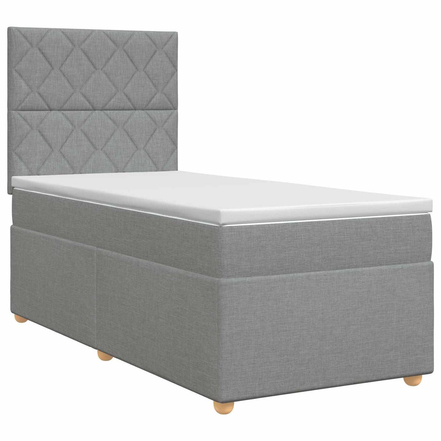Boxspringbett mit Matratze mit Kopfteil Hellgrau Einzeln Stoff