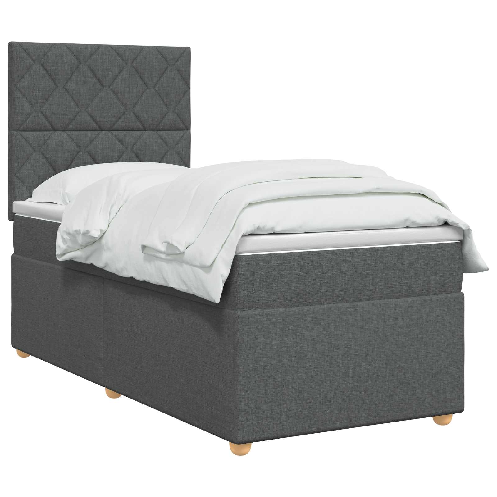 Boxspringbett mit Matratze Dunkelgrau Einzeln Stoff