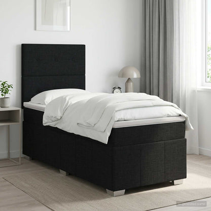 Boxspringbett mit Matratze Schwarz 90 x 200 cm Stoff
