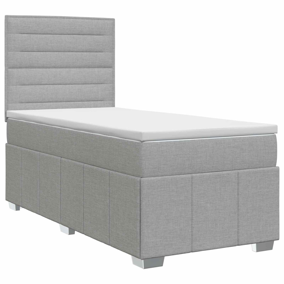Boxspringbett mit Matratze Hellgrau 90 x 200 cm Stoff