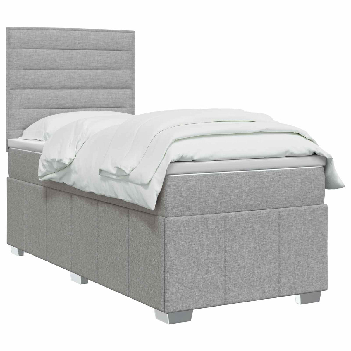 Boxspringbett mit Matratze Hellgrau 90 x 200 cm Stoff