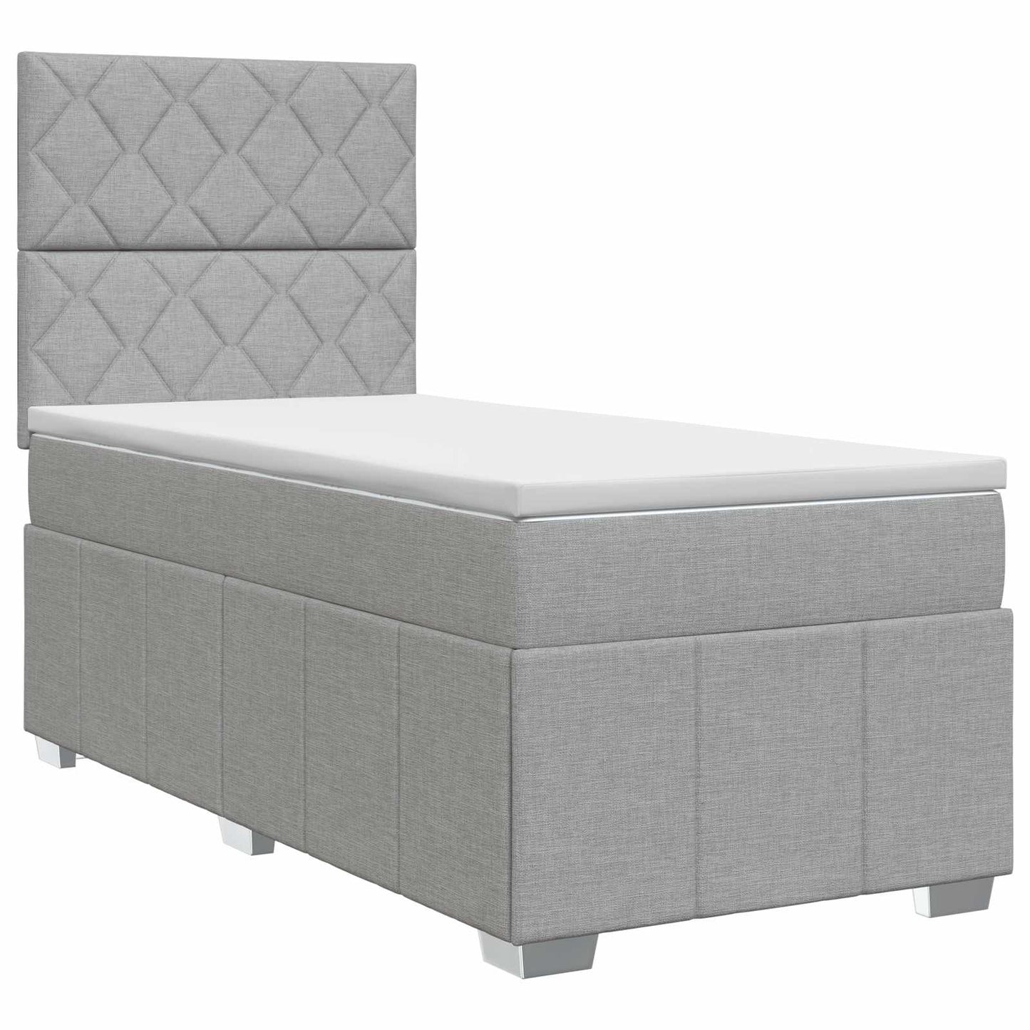 Boxspringbett mit Matratze Hellgrau 90 x 200 cm Stoff