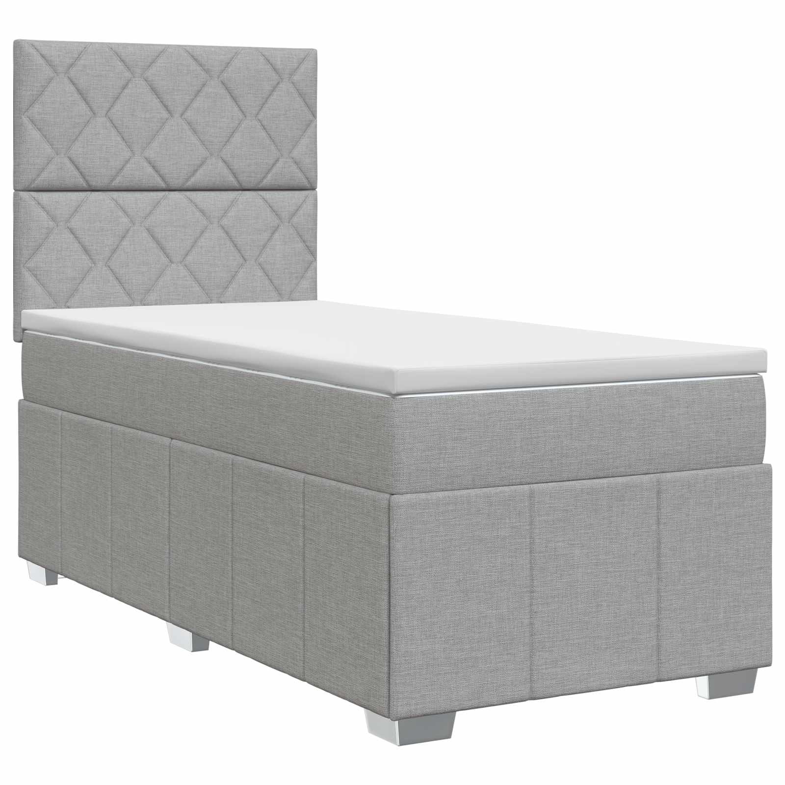 Boxspringbett mit Matratze Hellgrau 90 x 200 cm Stoff