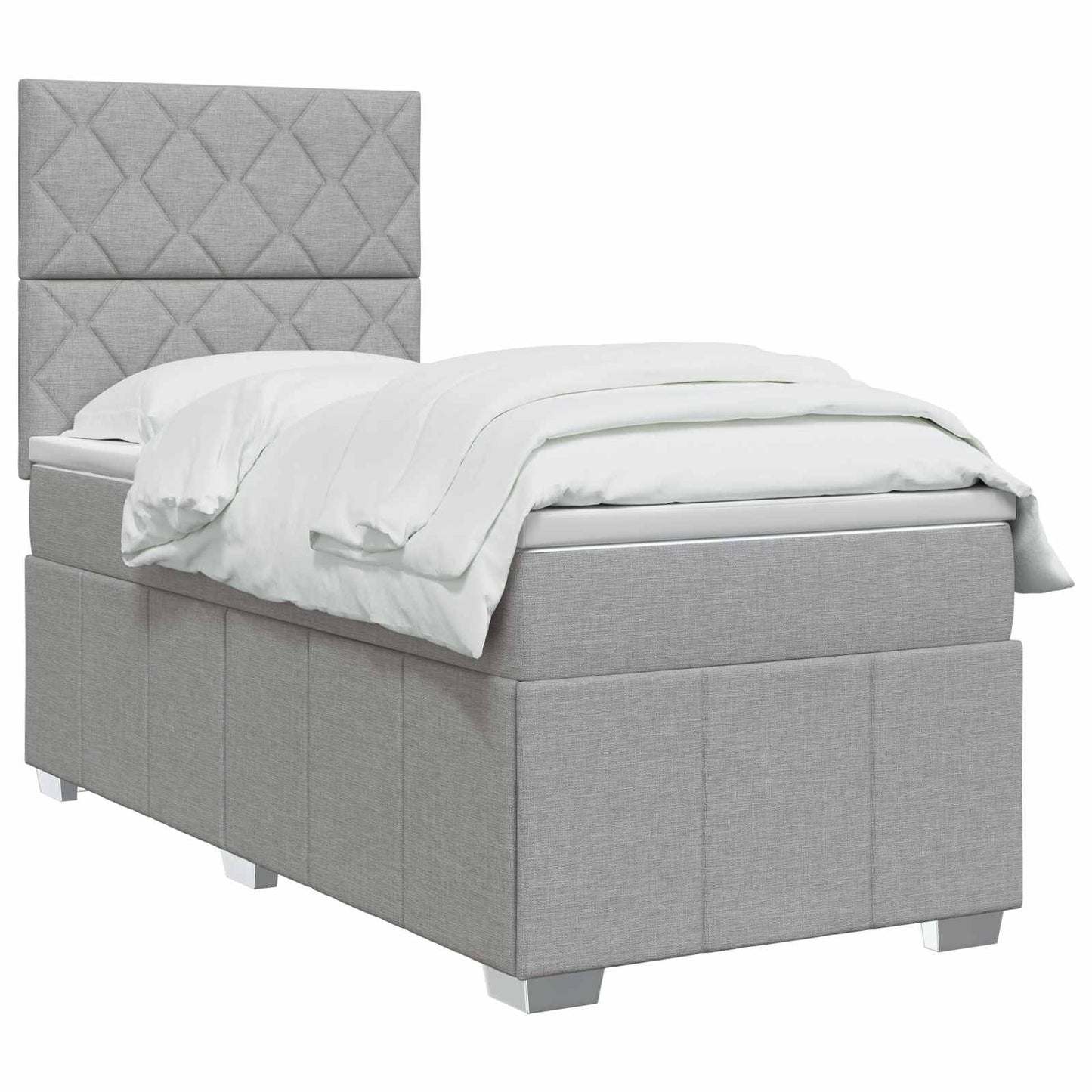 Boxspringbett mit Matratze Hellgrau 90 x 200 cm Stoff