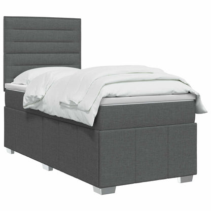 Boxspringbett mit Matratze Dunkelgrau 100 x 200 cm Stoff