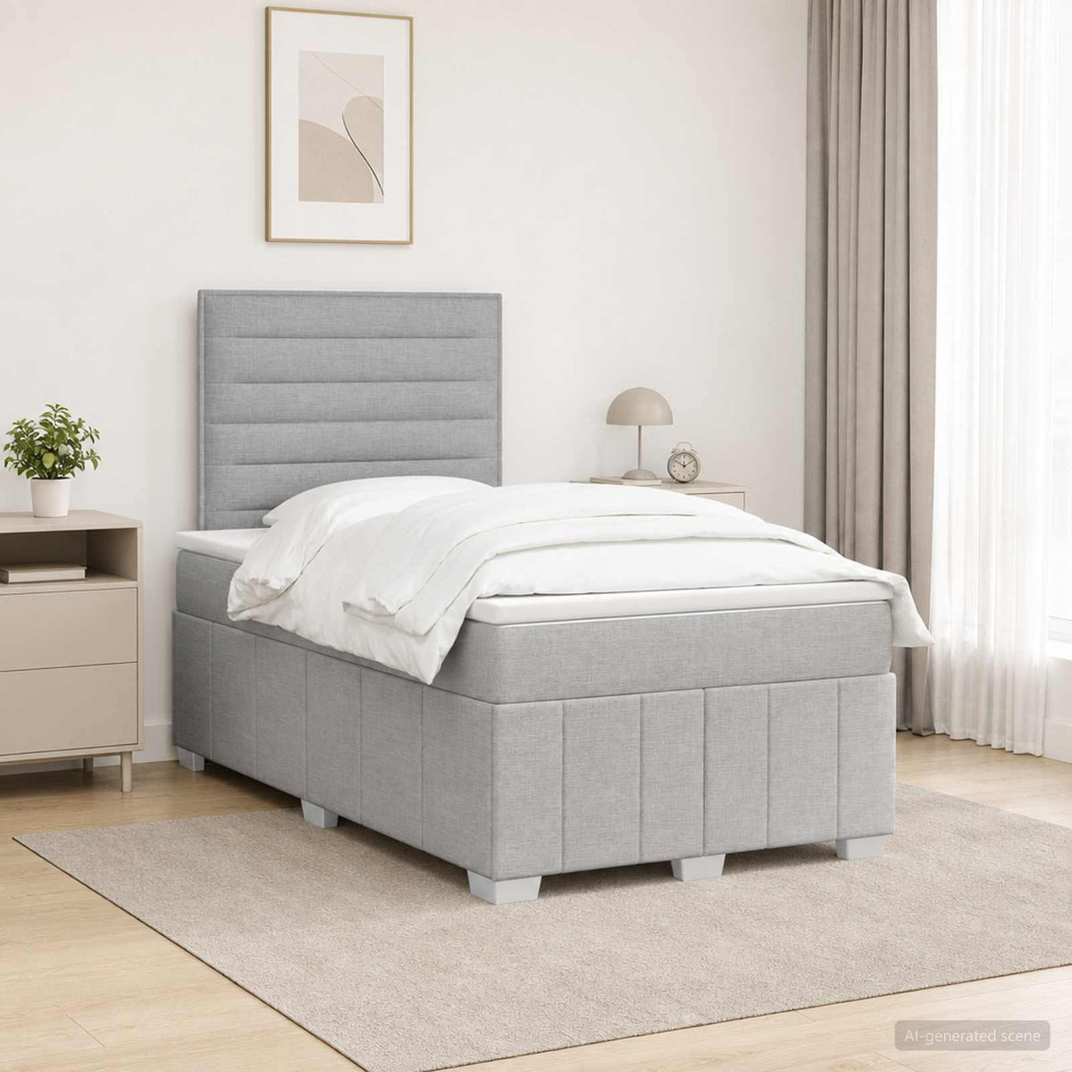 Boxspringbett mit Matratze Hellgrau 120 x 190 cm Stoff