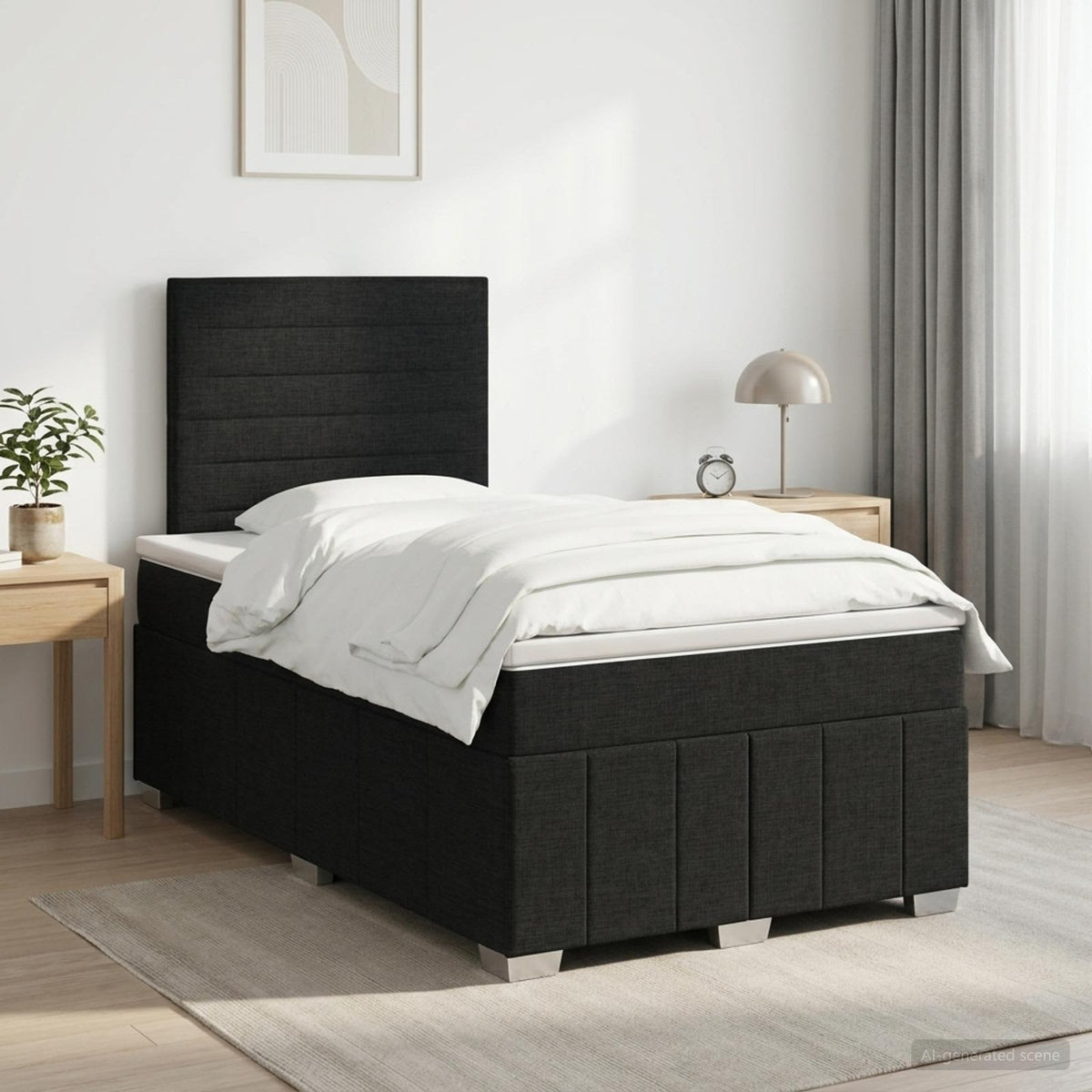Boxspringbett mit Matratze Schwarz 120 x 190 cm Stoff