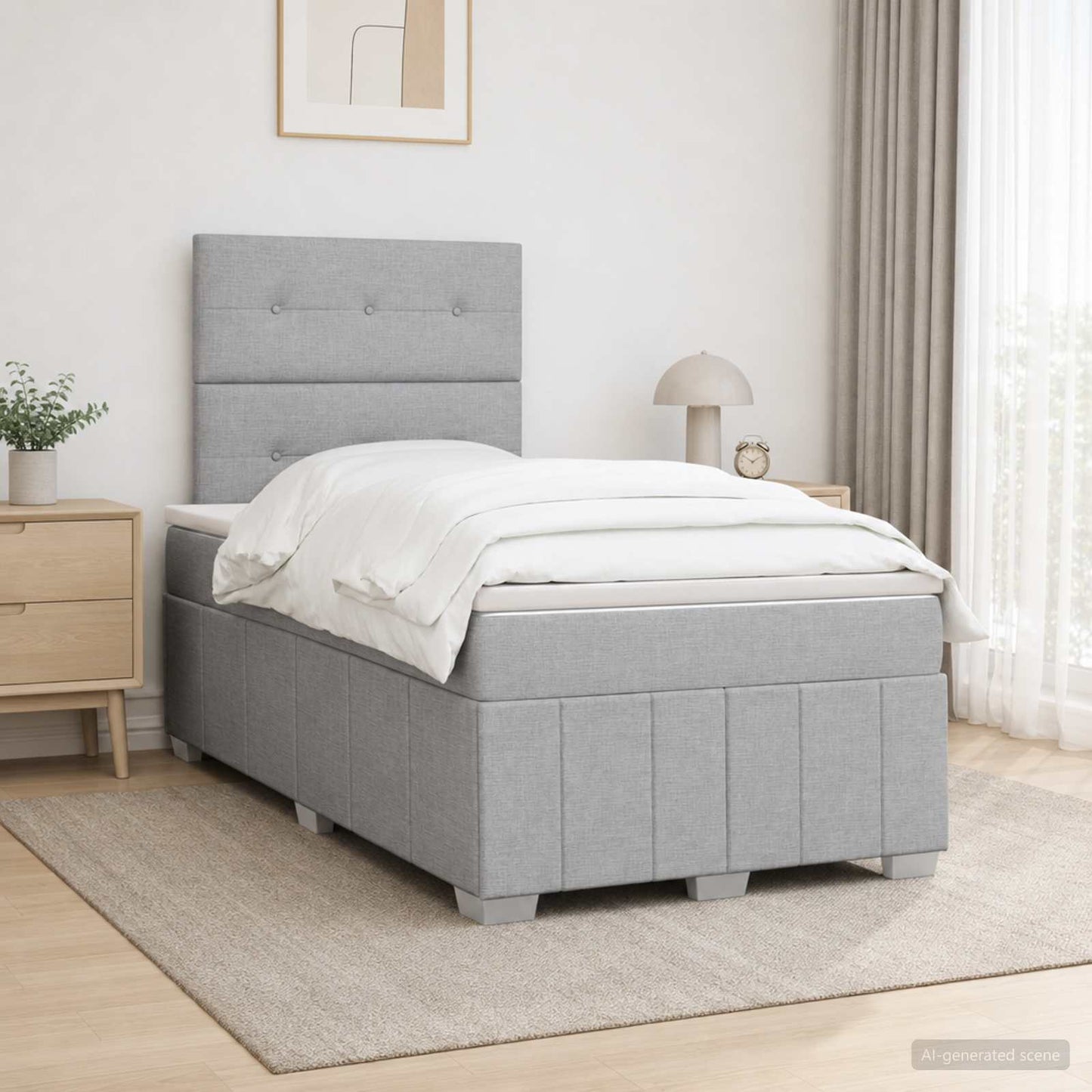 Boxspringbett mit Matratze Hellgrau 120 x 190 cm Stoff