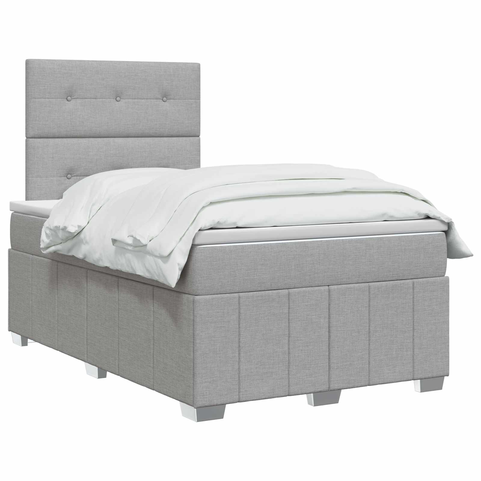 Boxspringbett mit Matratze Hellgrau 120 x 190 cm Stoff