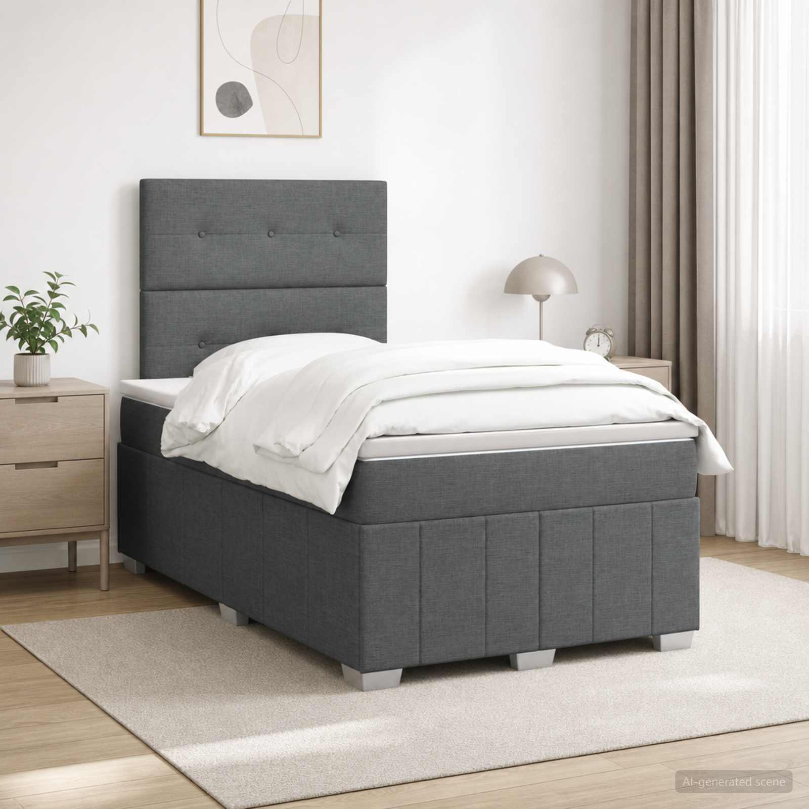 Boxspringbett mit Matratze Dunkelgrau 120 x 190 cm Stoff