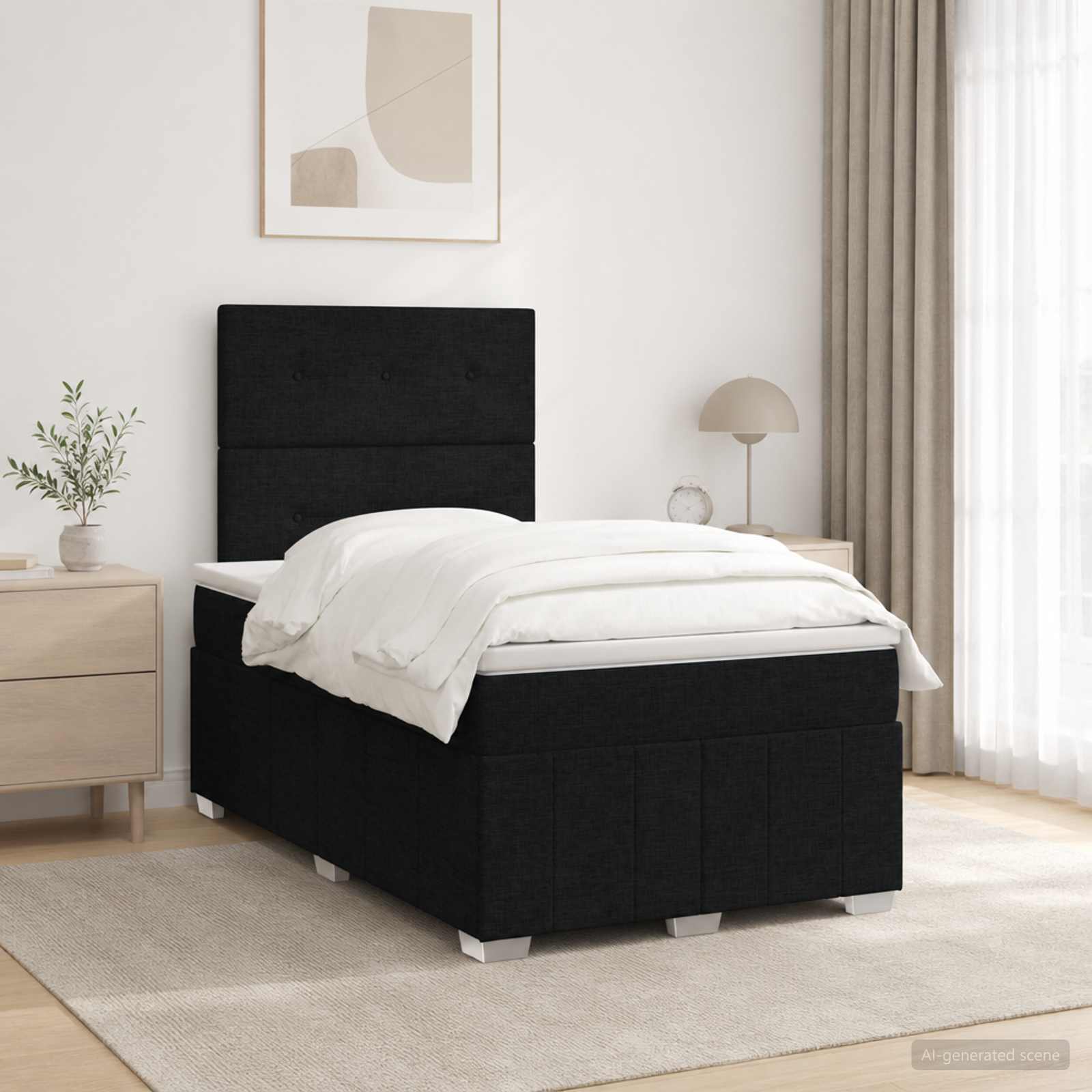 Boxspringbett mit Matratze Schwarz 120 x 200 cm Stoff