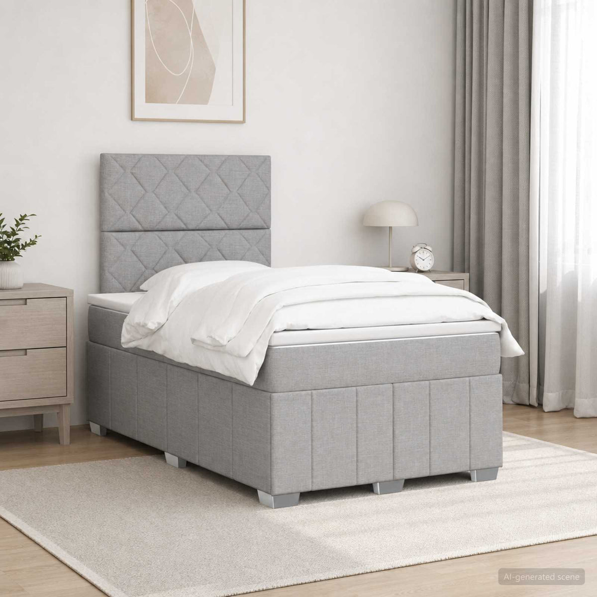 Boxspringbett mit Matratze Hellgrau 120 x 190 cm Stoff