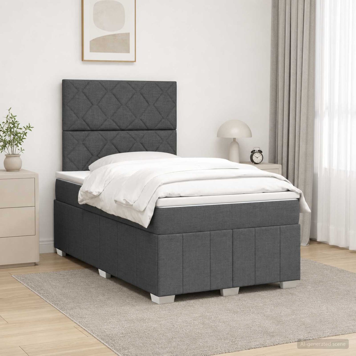 Boxspringbett mit Matratze Dunkelgrau 120 x 190 cm Stoff