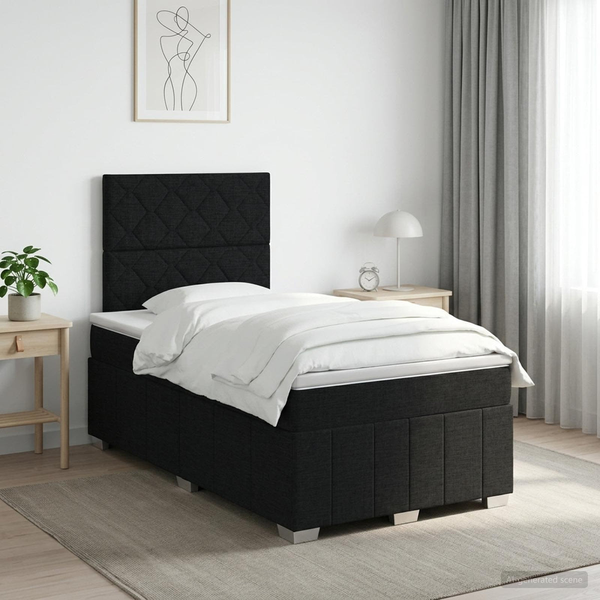 Boxspringbett mit Matratze Schwarz 120 x 190 cm Stoff