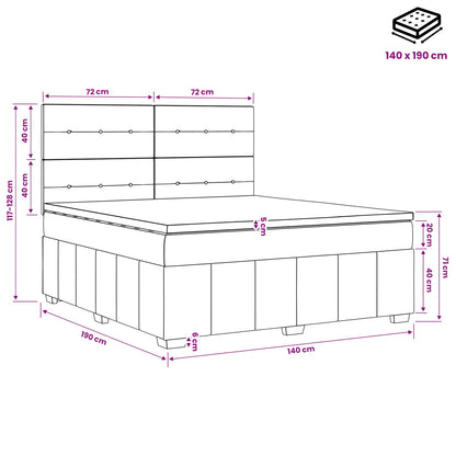 Boxspringbett mit Matratze Hellgrau 140 x 190 cm Stoff