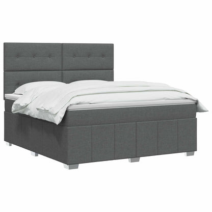 Boxspringbett mit Matratze Dunkelgrau 140 x 190 cm Stoff
