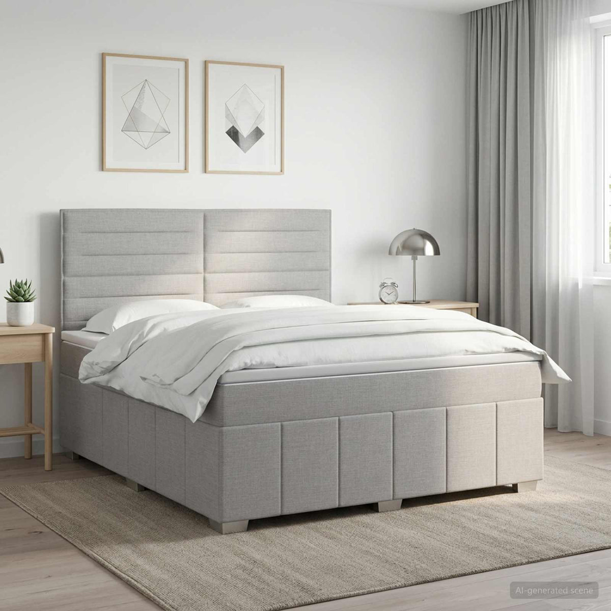 Boxspringbett mit Matratze Hellgrau 180 x 200 cm Stoff