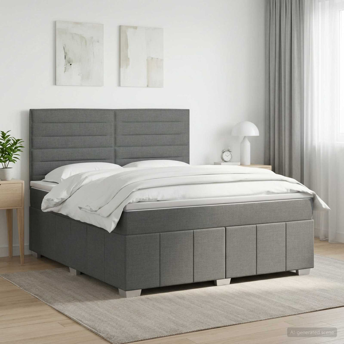 Boxspringbett mit Matratze Dunkelgrau 160 x 200 cm Stoff