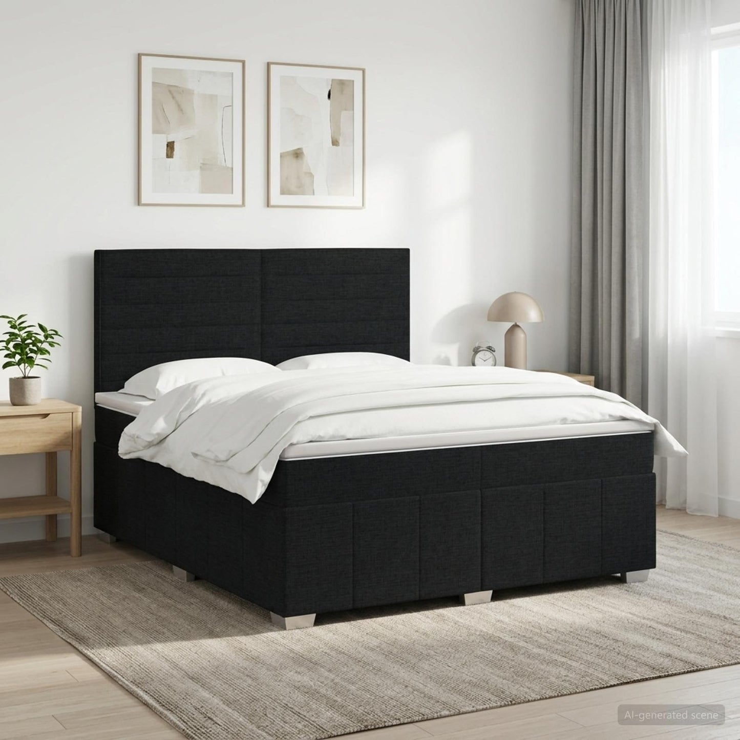 Boxspringbett mit Matratze Schwarz 140 x 200 cm Stoff