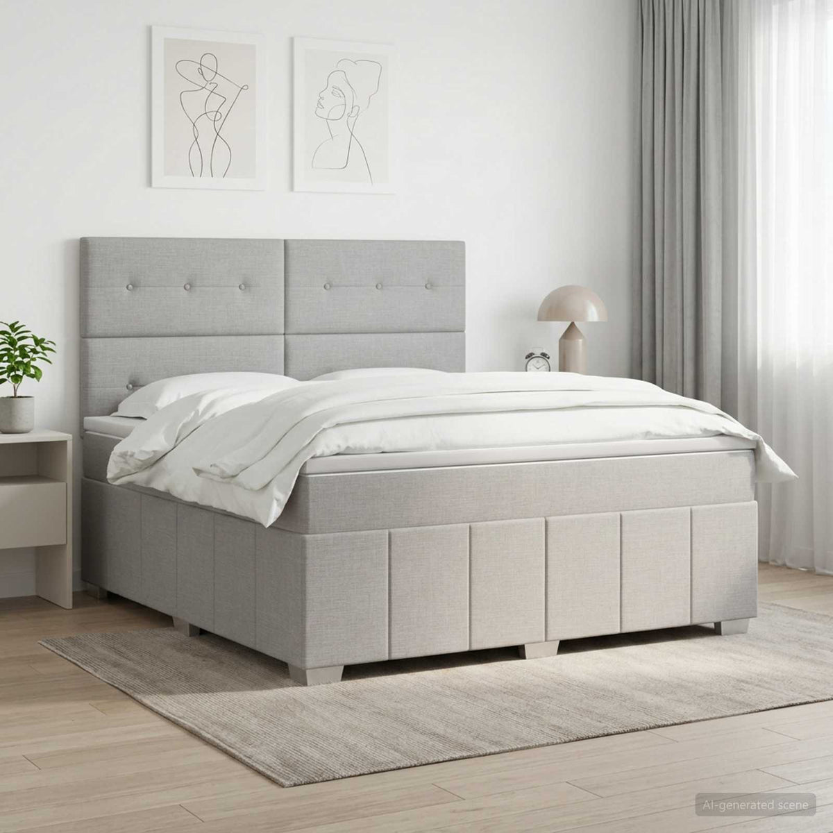 Boxspringbett mit Matratze Hellgrau 180 x 200 cm Stoff