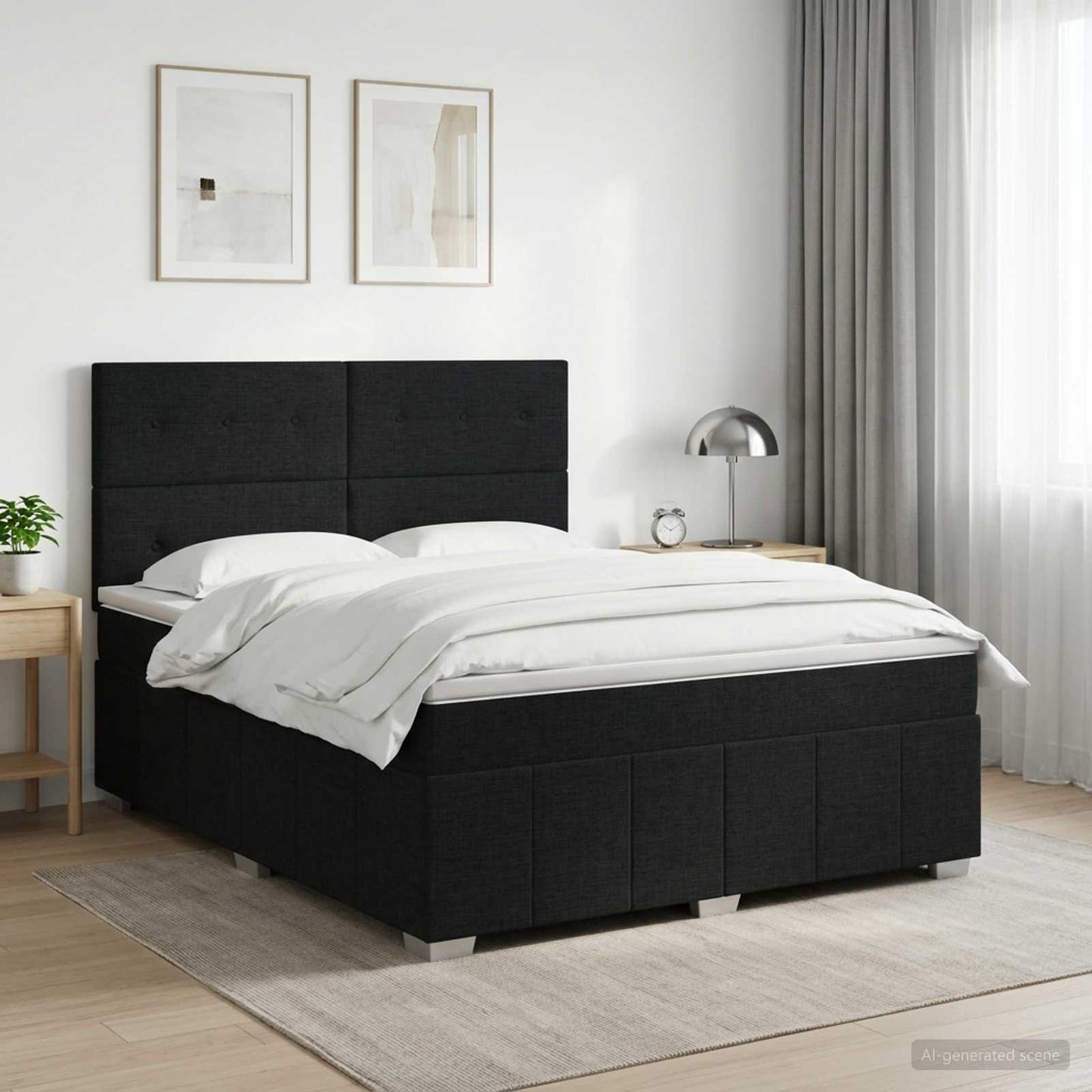 Boxspringbett mit Matratze Schwarz 140 x 200 cm Stoff