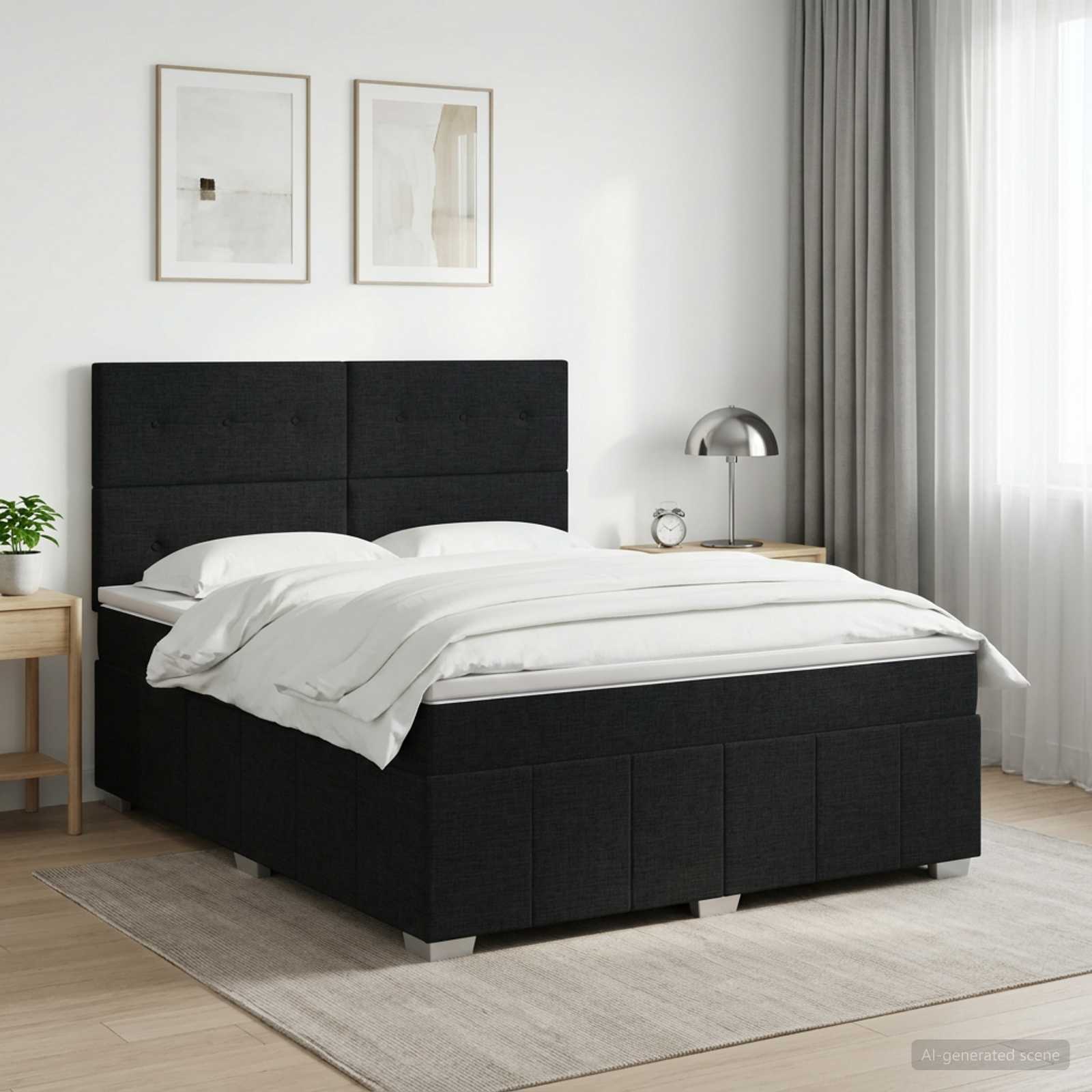 Boxspringbett mit Matratze Schwarz 140 x 200 cm Stoff