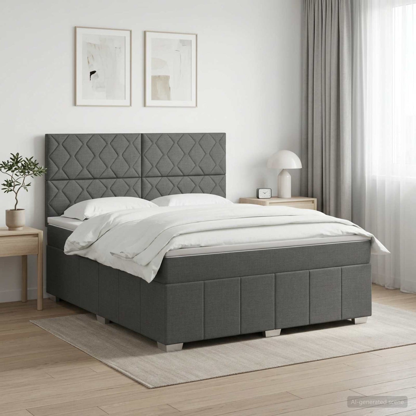 Boxspringbett mit Matratze Dunkelgrau 140 x 190 cm Stoff