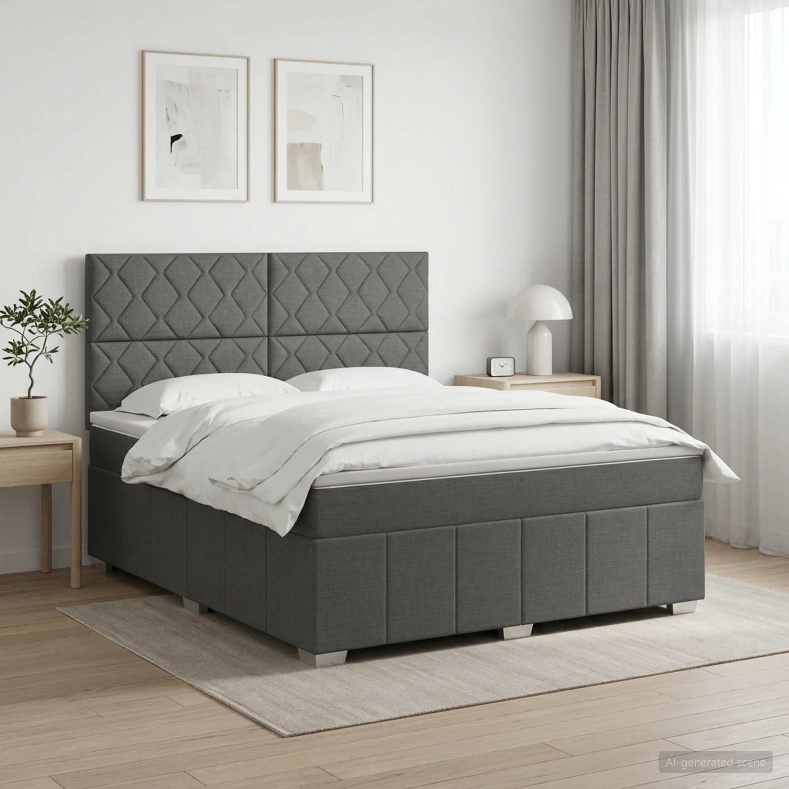 Boxspringbett mit Matratze Dunkelgrau 140 x 190 cm Stoff