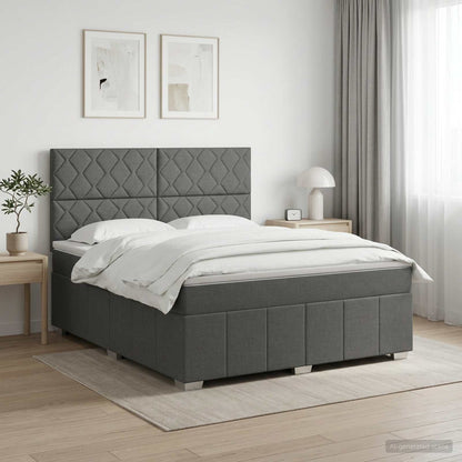 Boxspringbett mit Matratze Dunkelgrau 140 x 200 cm Stoff