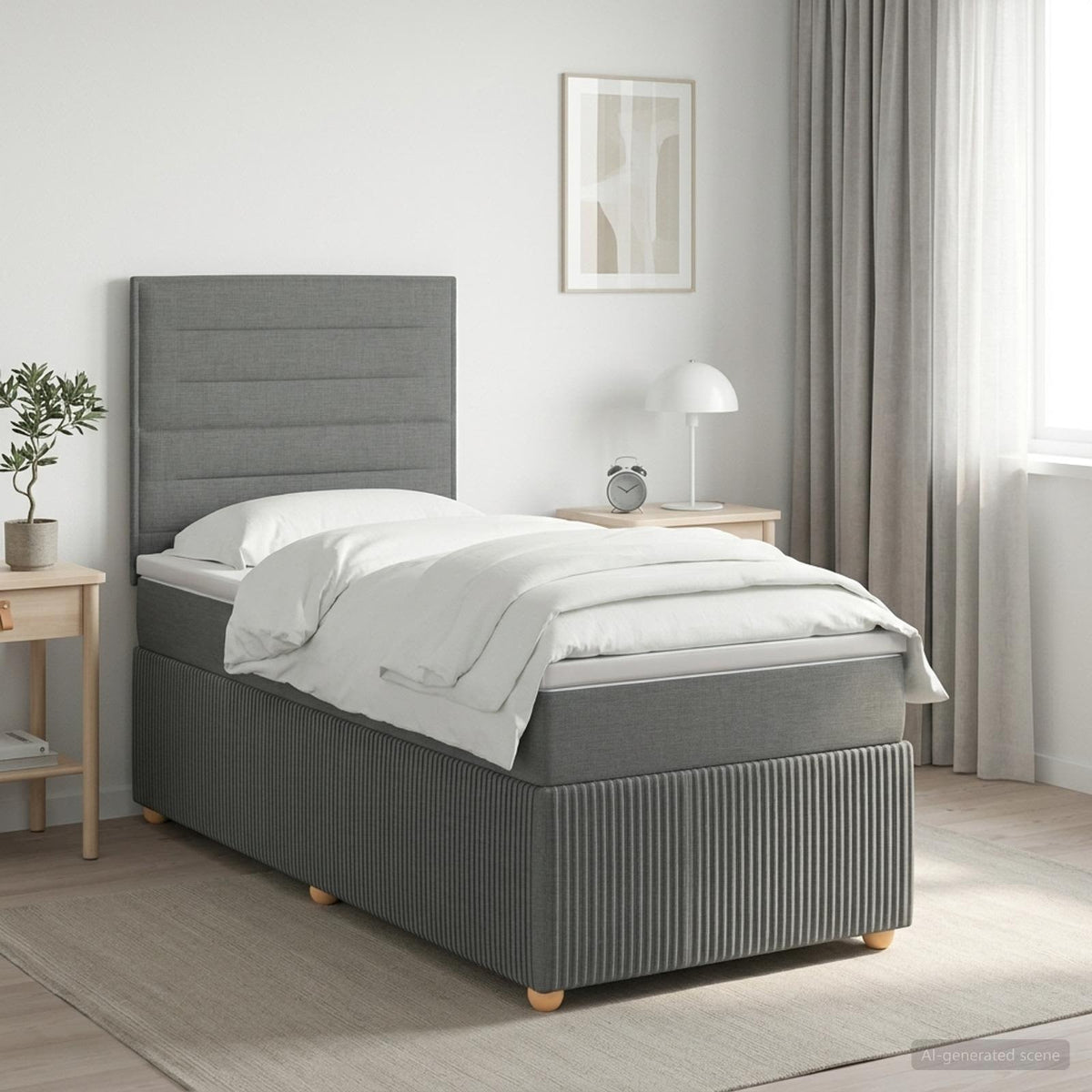 Boxspringbett mit Matratze Dunkelgrau 80 x 200 cm Stoff