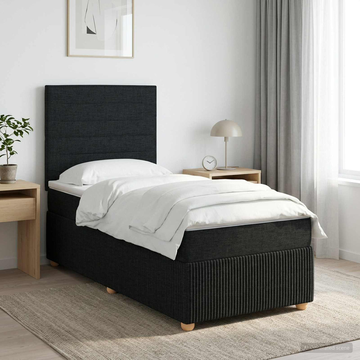 Boxspringbett mit Matratze Schwarz 80 x 200 cm Stoff