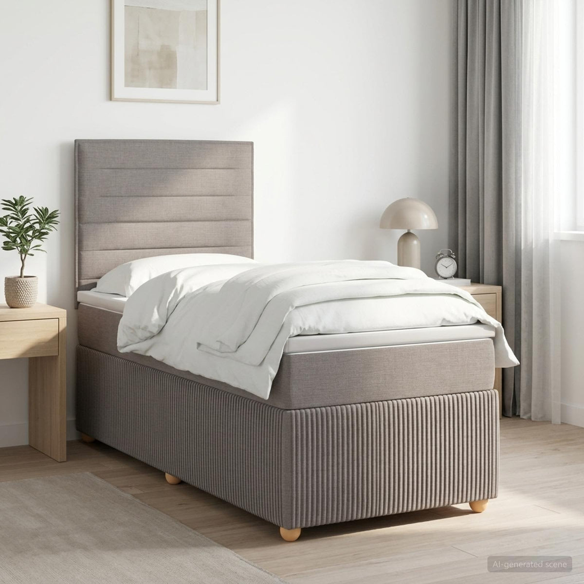Boxspringbett mit Matratze mit Kopfteil Taupe 80 x 200 cm Stoff