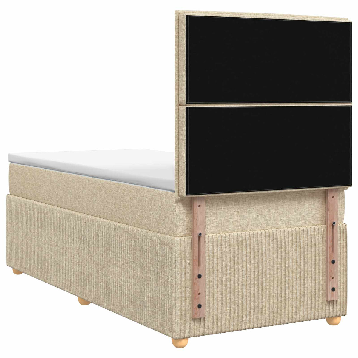 Boxspringbett mit Matratze mit Kopfteil Creme 80 x 200 cm Stoff
