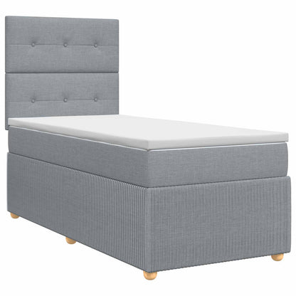 Boxspringbett mit Matratze Hellgrau 80 x 200 cm Stoff