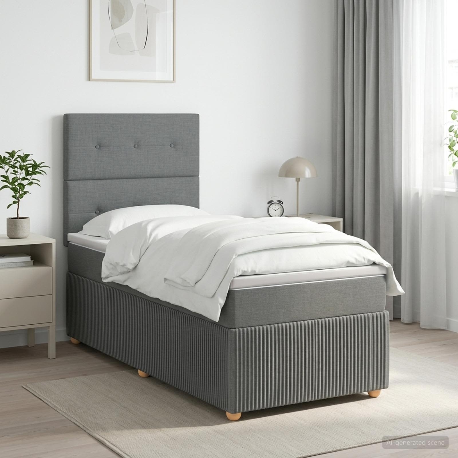 Boxspringbett mit Matratze Dunkelgrau 100 x 200 cm Stoff
