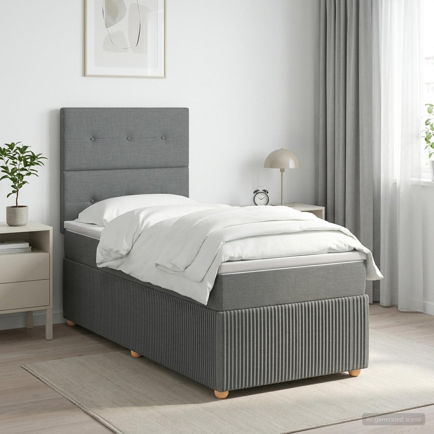 Boxspringbett mit Matratze Dunkelgrau 90 x 200 cm Stoff