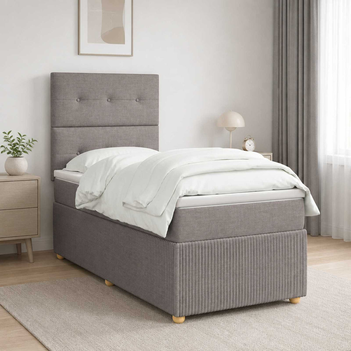 Boxspringbett mit Matratze mit Kopfteil Taupe 80 x 200 cm Stoff
